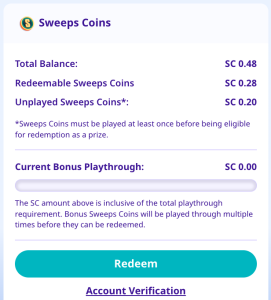 High 5 Casino bonus playthrough meter